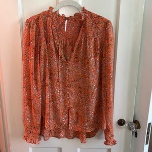 Free People Orange Blouse (M)